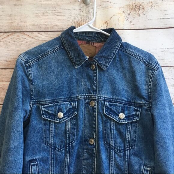 AMERICAN EAGLE JEAN JACKET‎ WITH PLAID FLANNEL LINING - Picture 4 of 11